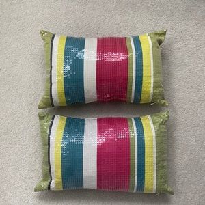 Fun colorful 10” x 16” decorative throw pillows. Set of 2.